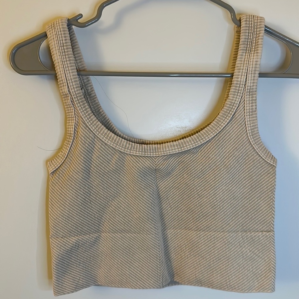 LIKE NEW Chevron Tank Top in Tan with Beige / Olive Accents